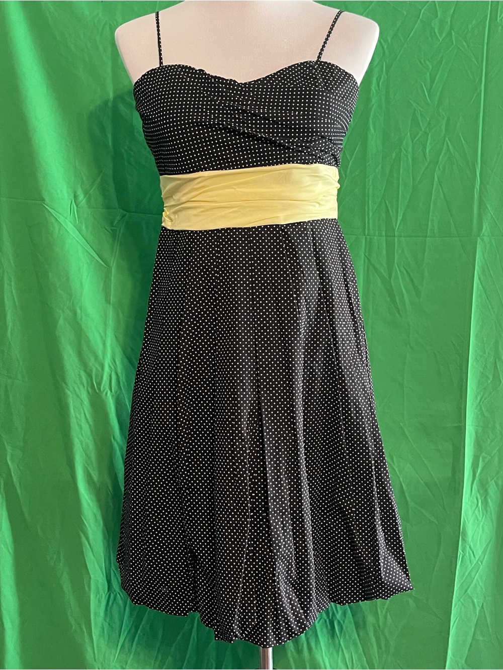 NWT Maurice’s Black Polka Dot Sundress with Yellow Waistband